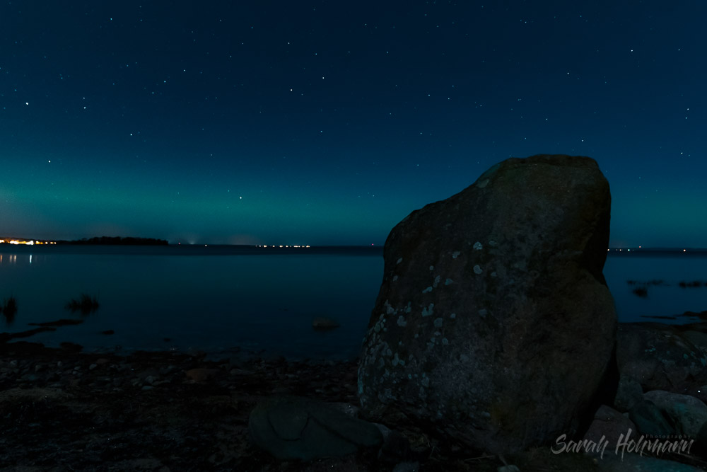 Northern lights over Kalmar in southern Sweden in February